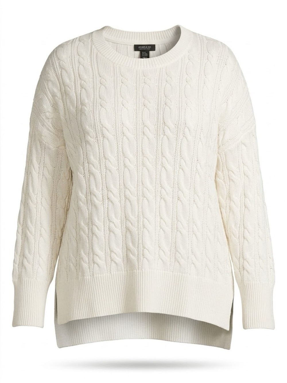 Jones & Co 2X White Cable Knit Slouchy Sweater
